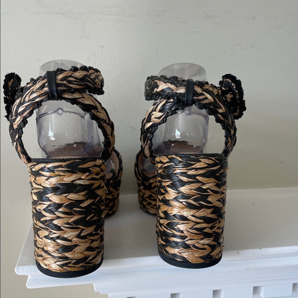 Sam Edelman Iliana Woven Platform Ankle-Strap Sandals Black & Natural Size 9.5 - Picture 10 of 12